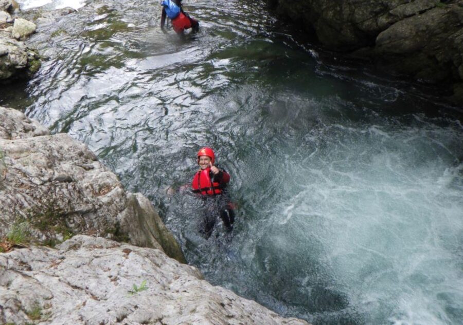 Adrenaline River Trekking in Brembana Valley - The required 3-meter jump