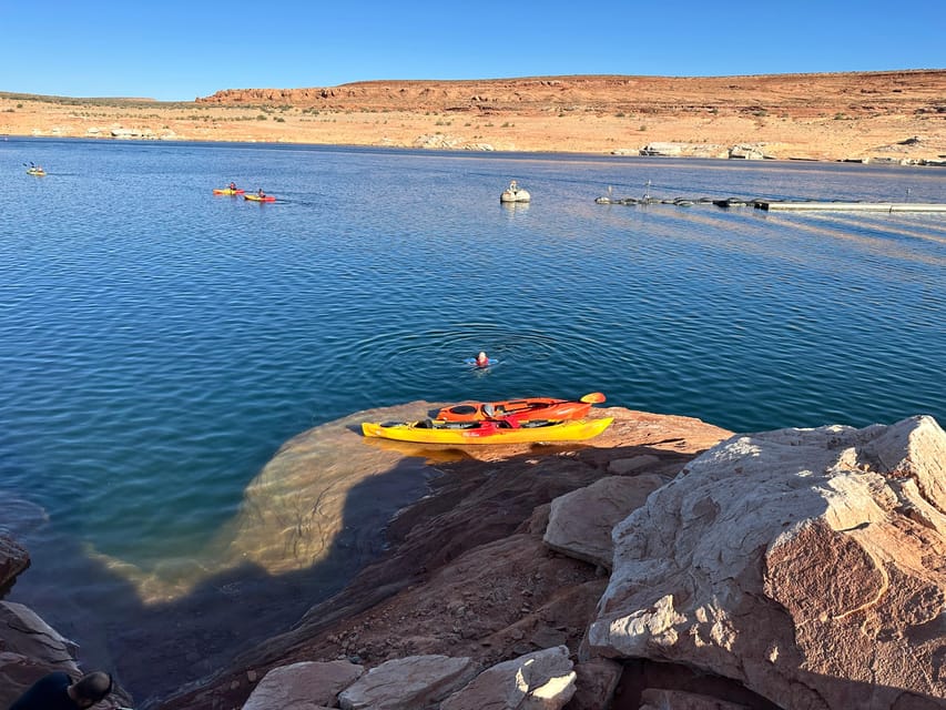 Antelope Canyon Lake Powell: Guided Kayaking & Hike Tour - Paddling across Lake Powell toward the canyon