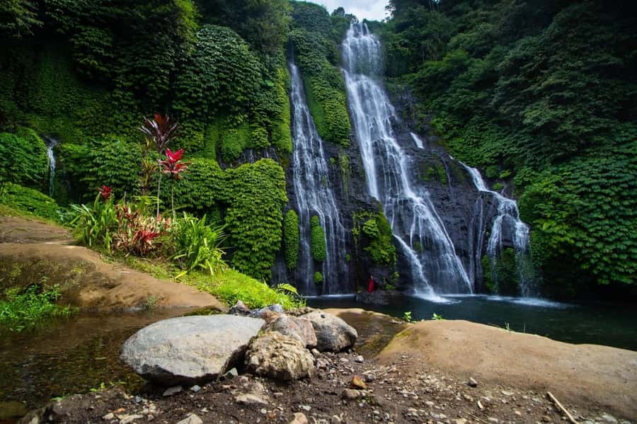 Bali: Munduk Waterfalls Trek, Twin Lakes and Temple Tour - Banyumala Twin Waterfall and the long stair section