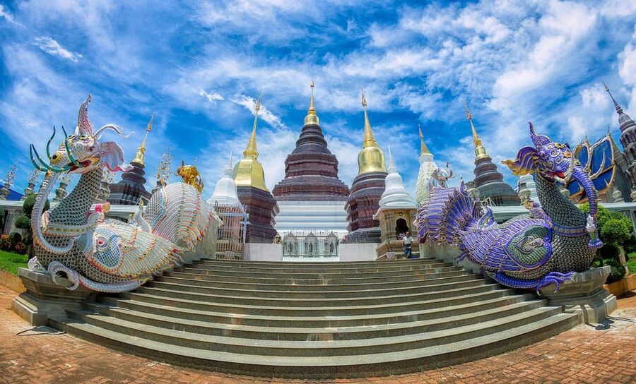 Chiang Mai: Chiang Dao Caves and Jungle Trek with Lunch - Wat Ban Den and Its Blue Temple Buildings