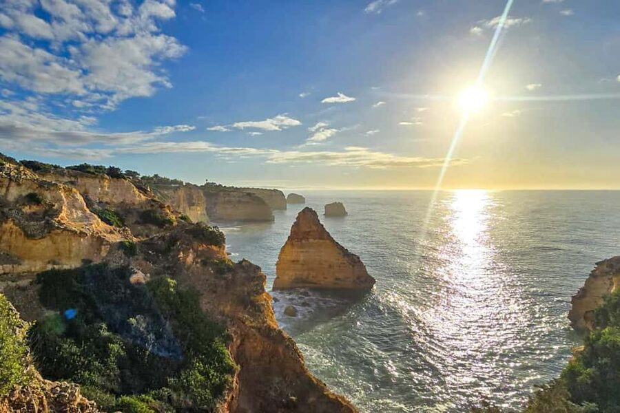 From Faro: Benagil Cliffs Hiking & 4 Treasures Experience - Praia da Marinha and the first coastal views
