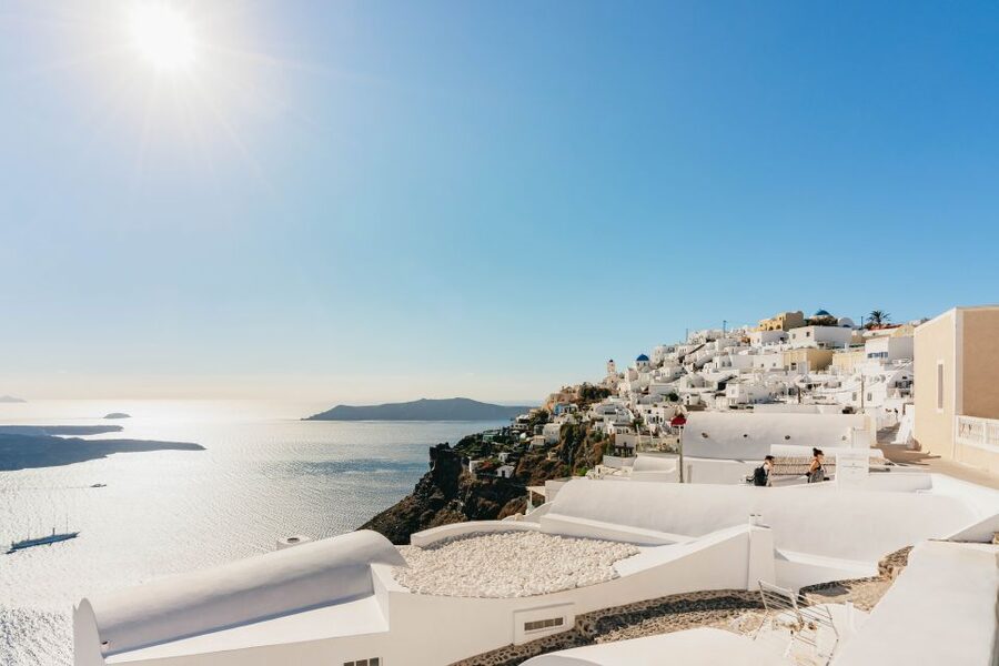 Santorini: Caldera Trail Guided Hike and Sunset Viewing - The final approach and sunset above Oia