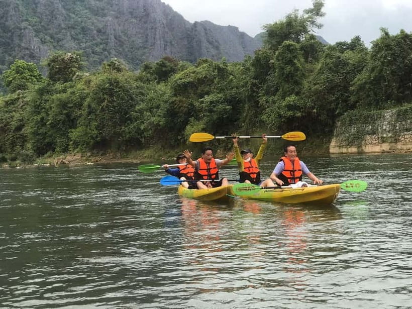 Vang Vieng: Day Tour with Kayaking, Ziplining, and Rafting - Tham Chang Cave by foot and tire